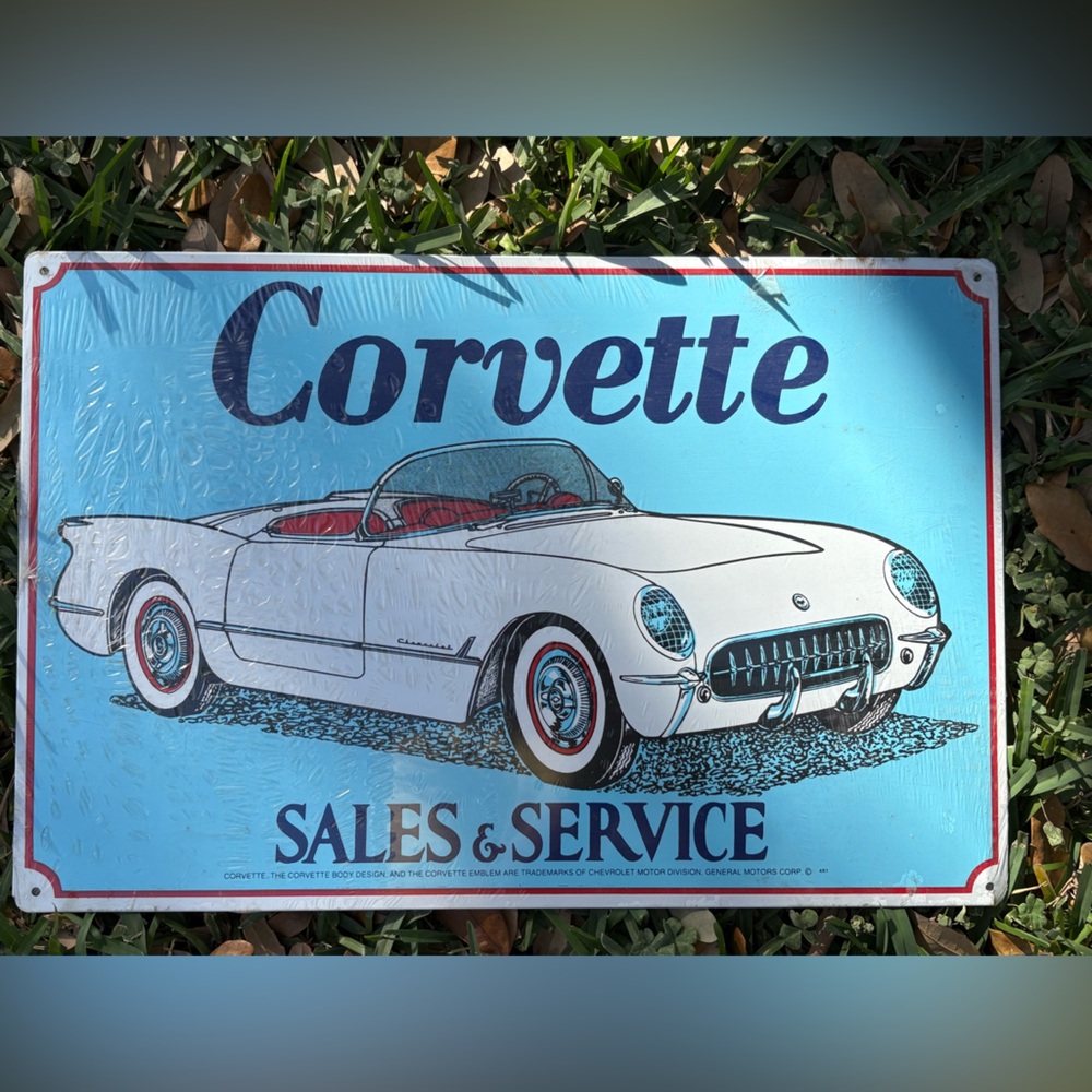 Corvette Sales & Service Metal Sign